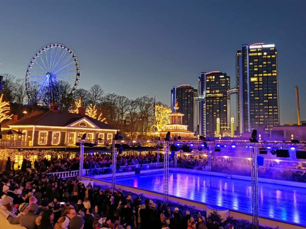 Ice skating ballet show at Liseberg Christmas market in Gothenburg